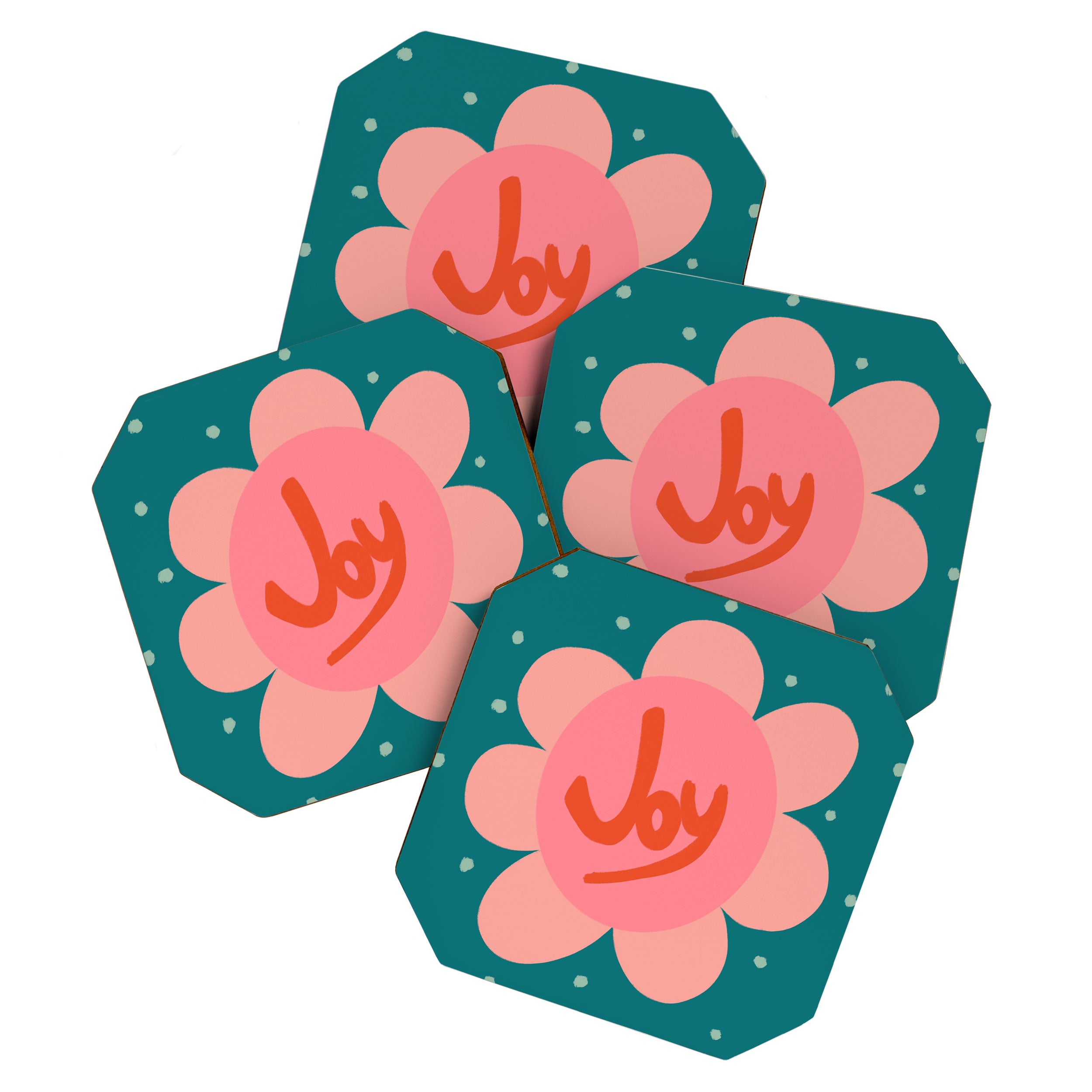 Pink and Green Bold Daisy Flower  Coaster Gallery Image 1