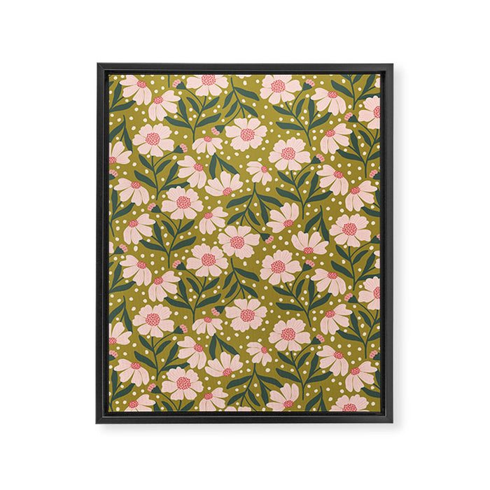 Pink and Green Floral Dream  Framed Canvas Print Gallery Image 1