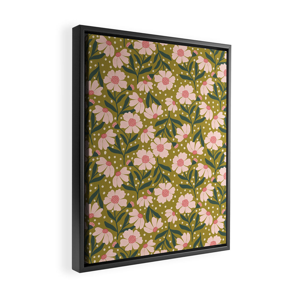 Pink and Green Floral Dream  Framed Canvas Print Gallery Image 2