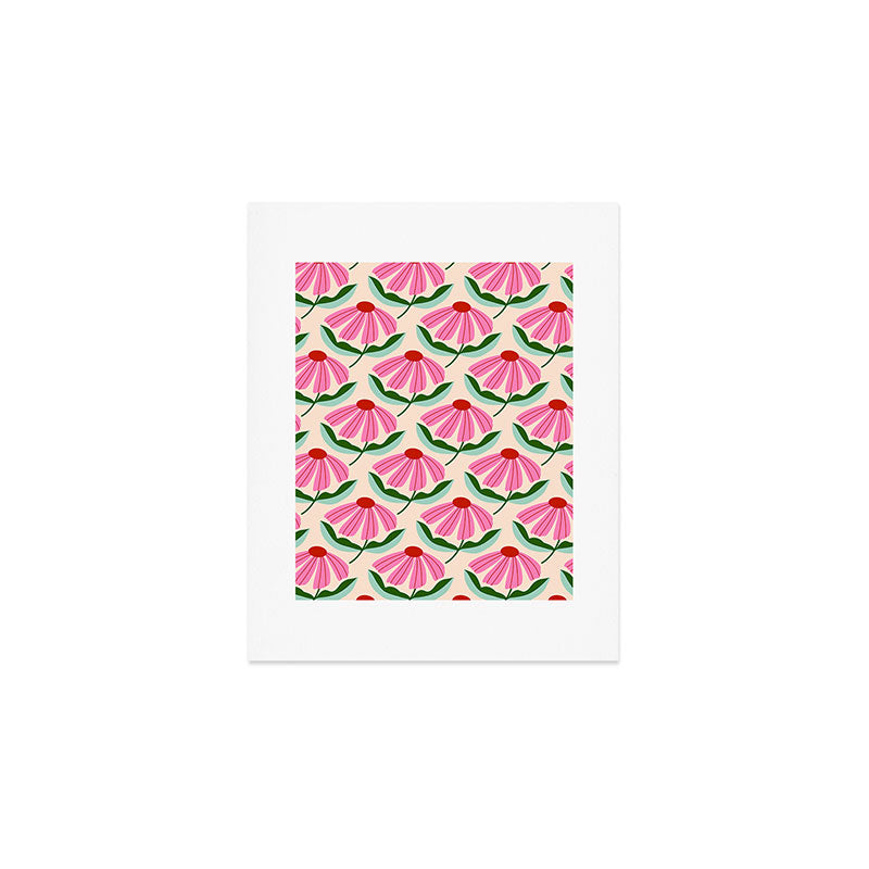 Pink and Red Daisy Art Print Gallery Image 1