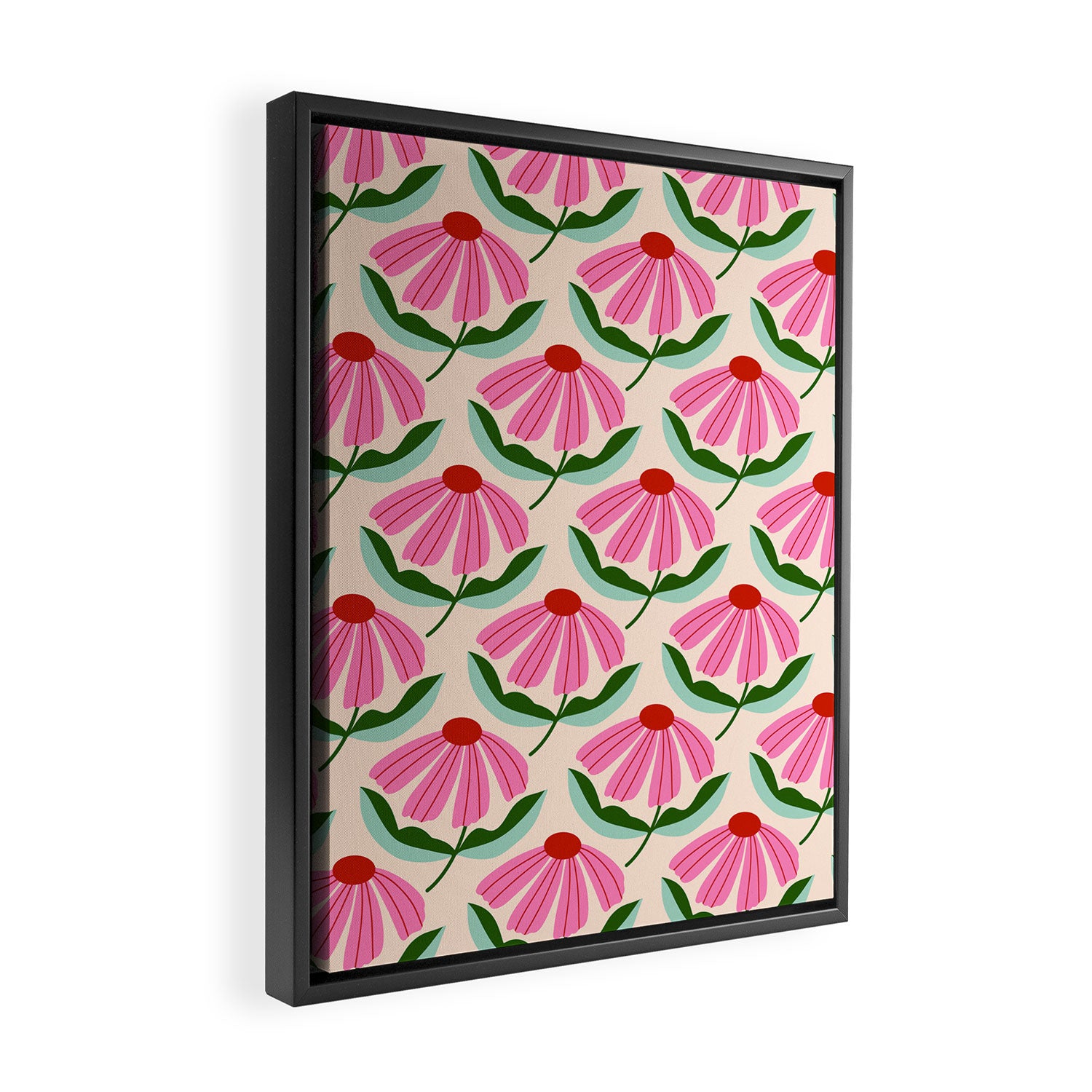 Pink and Red Daisy Framed Canvas Print Gallery Image 2