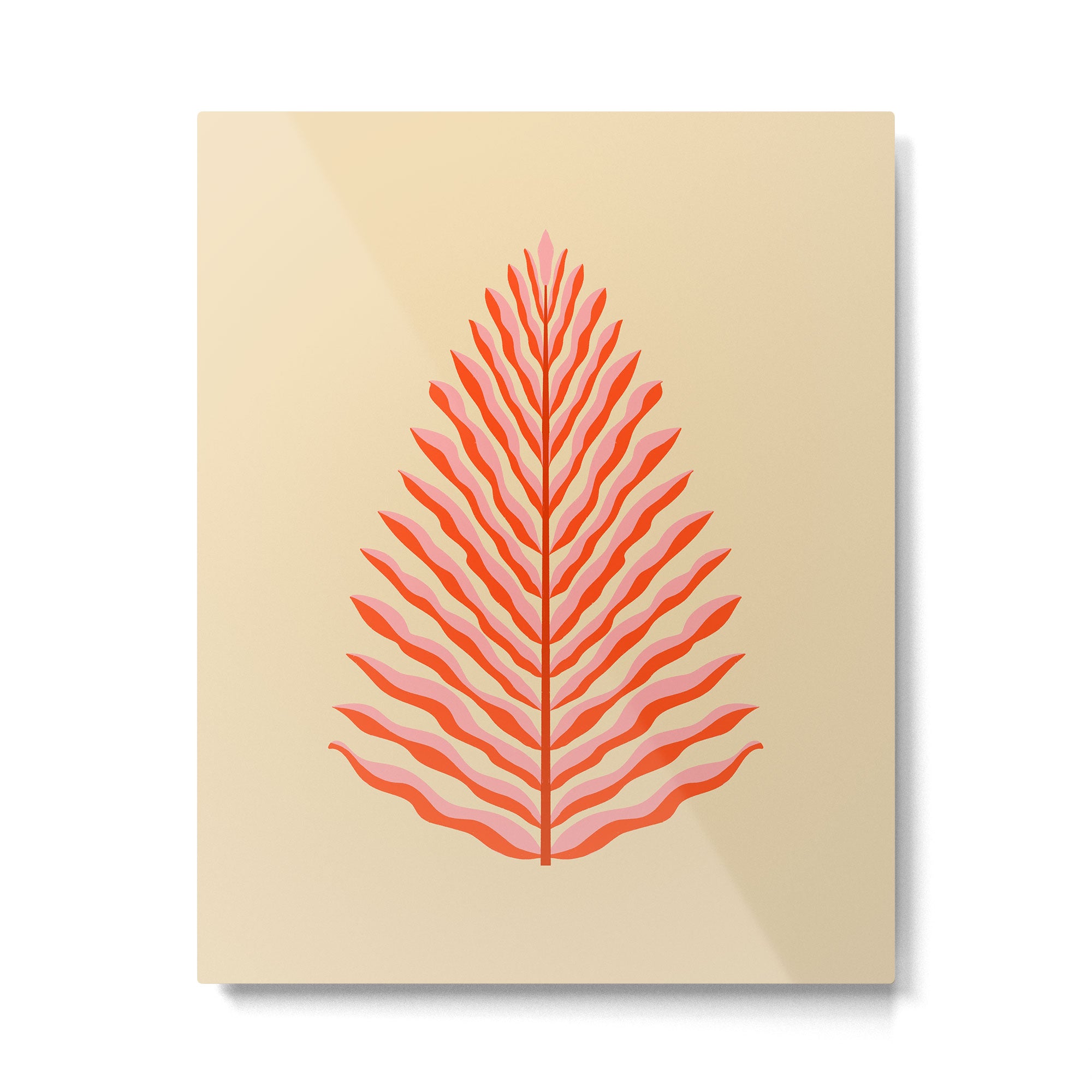 Pink and Red Organic Leaf Metal Print Gallery Image 4