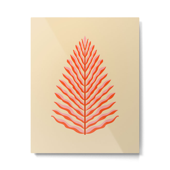 Pink and Red Organic Leaf Metal Print Gallery Image 1