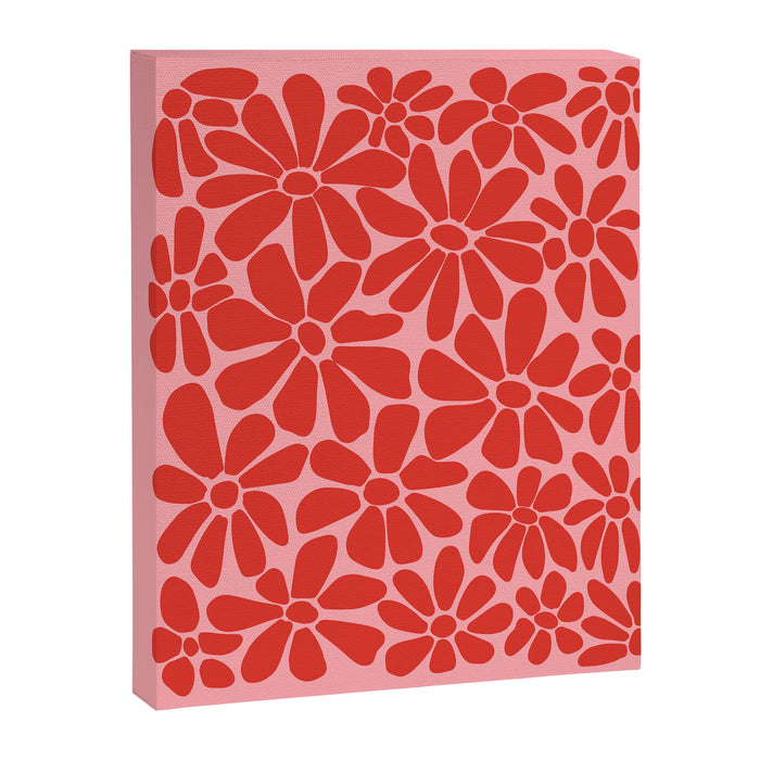 Pink and Red - Retro Floral Art Print Canvas Print Gallery Image 1