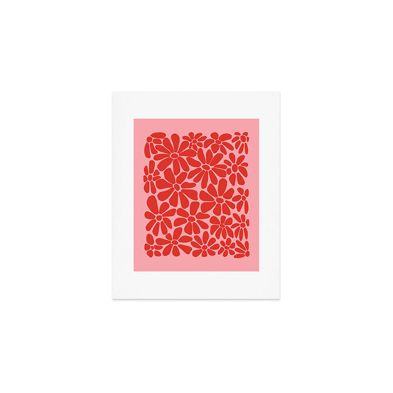 Pink and Red - Retro Floral Art Print Art Print Gallery Image 1