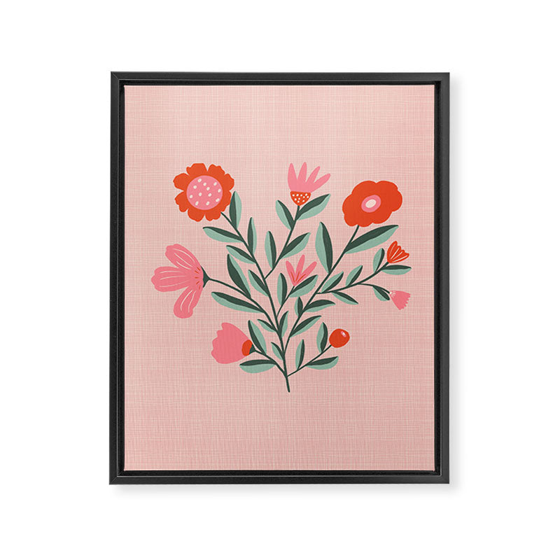Pink Folk Bouquet Framed Canvas Print Gallery Image 6