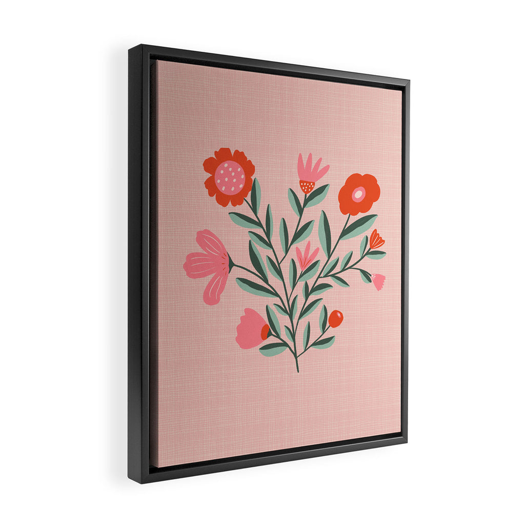 Pink Folk Bouquet Framed Canvas Print Gallery Image 2