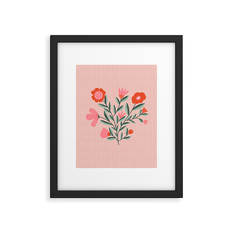 Pink Folk Bouquet Framed Art Print Gallery Image 5
