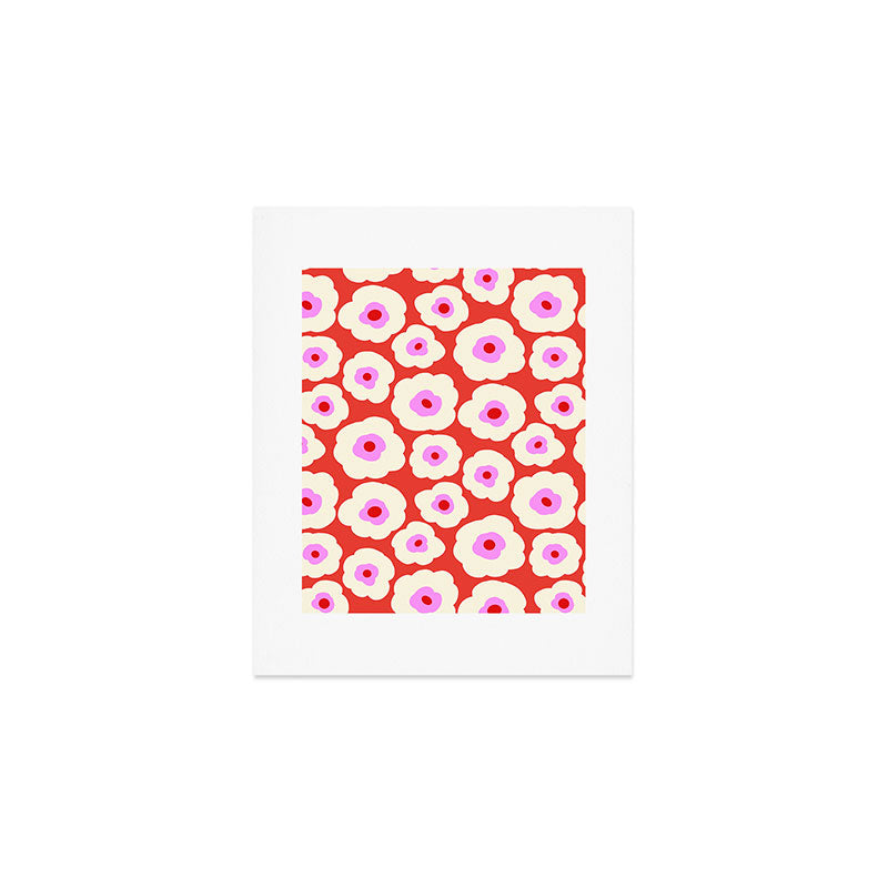 Pink, Red and White Flower Art Print Gallery Image 1