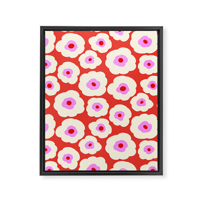 Pink, Red and White Flower Framed Canvas Print Gallery Image 1