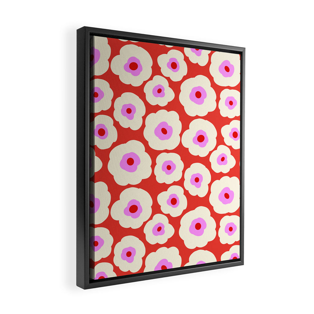 Pink, Red and White Flower Framed Canvas Print Gallery Image 2