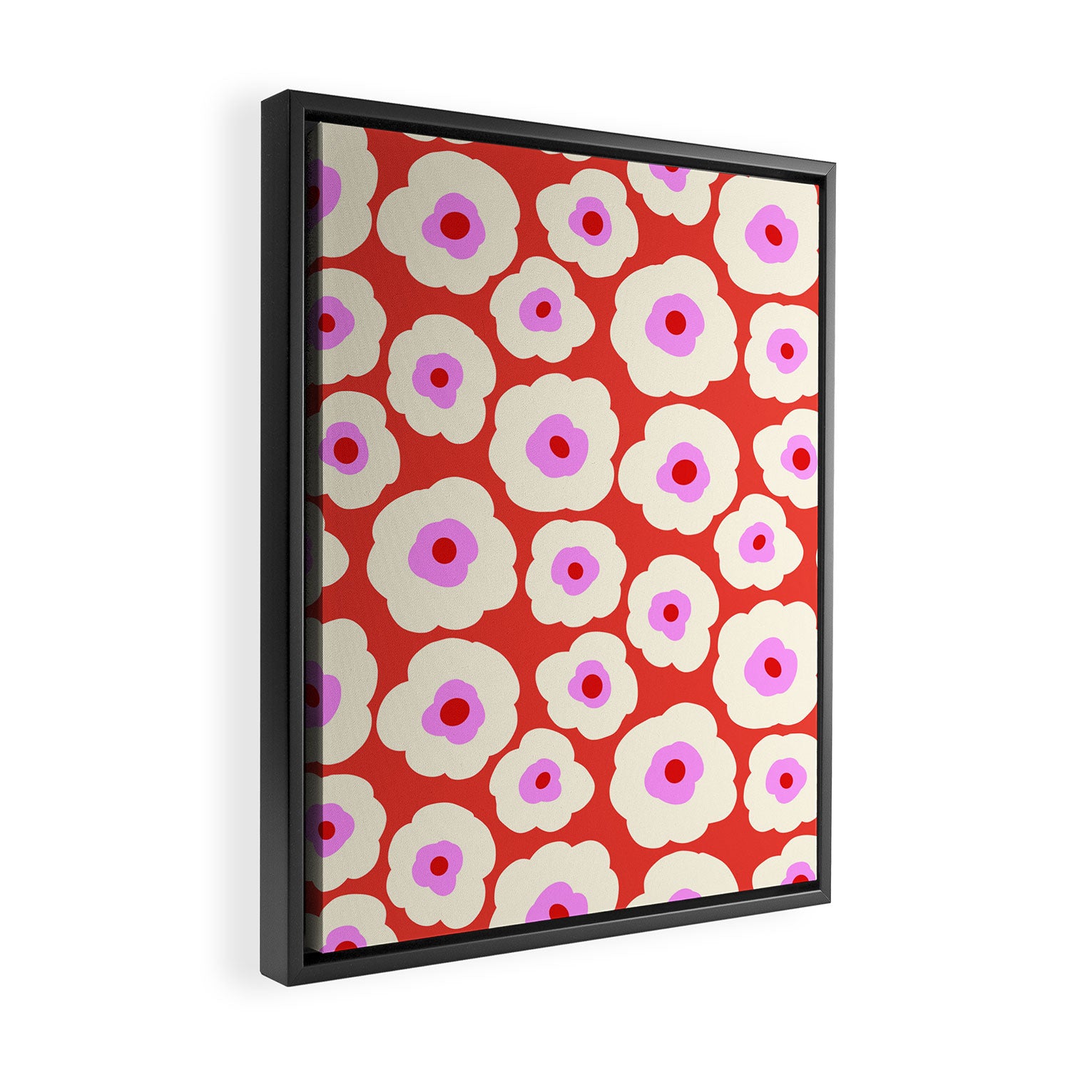 Pink, Red and White Flower Framed Canvas Print Gallery Image 2