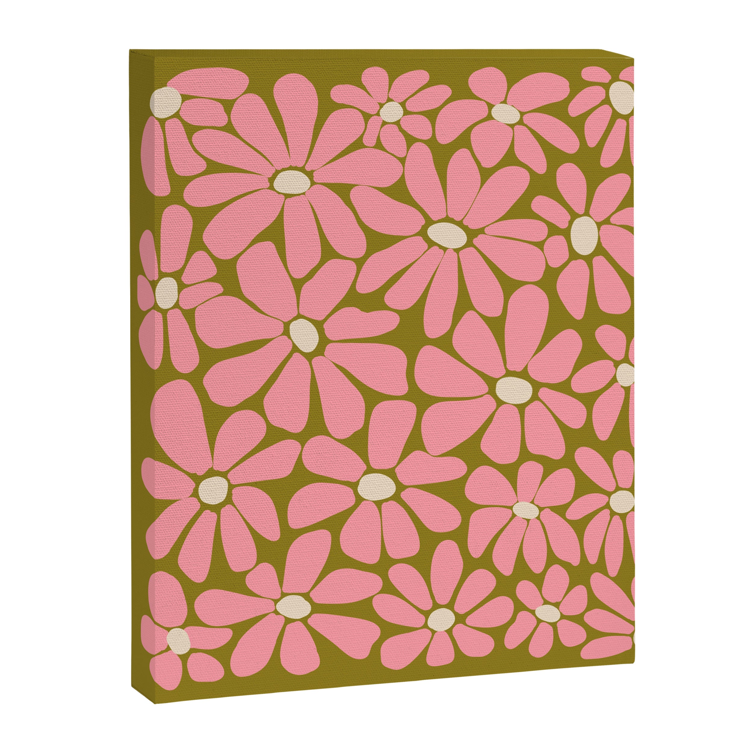 Pink Retro Floral Art Print Canvas Print Gallery Image 6
