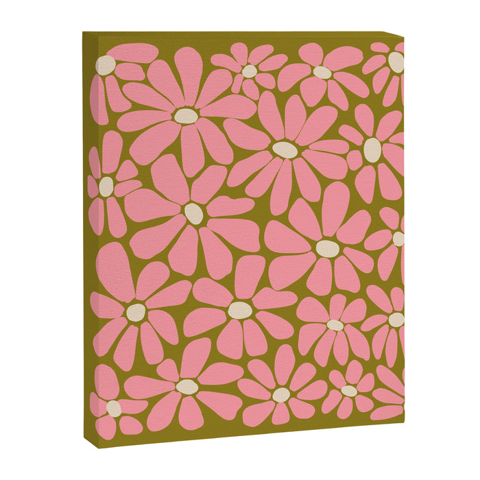 Pink Retro Floral Art Print Canvas Print Gallery Image 1