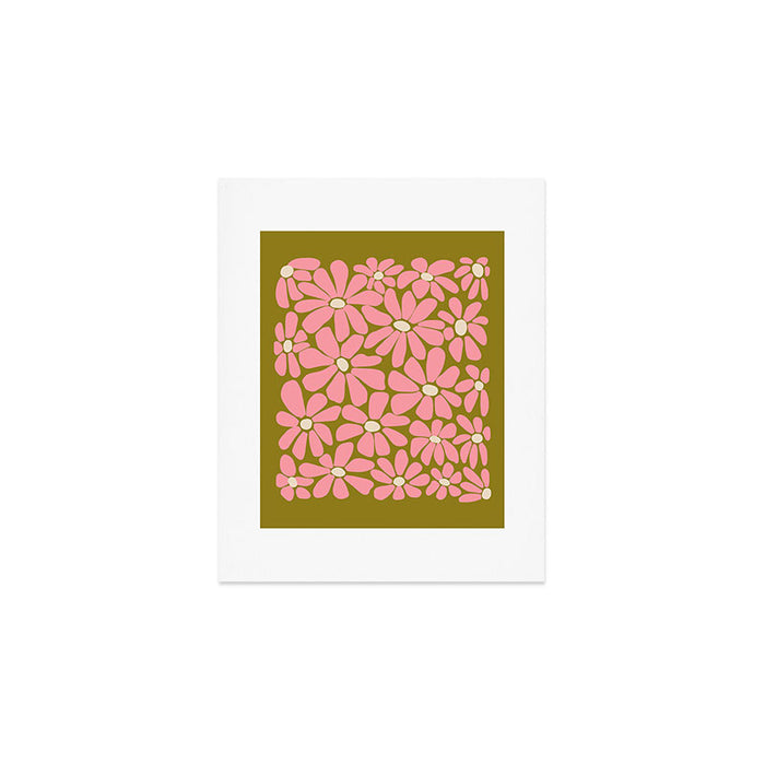 Pink Retro Floral Art Print Art Print Gallery Image 1