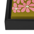 Pink Retro Floral Art Print Framed Canvas Print Gallery Image 3