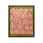 Pink Retro Floral Art Print Framed Canvas Print Gallery Image 6