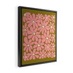 Pink Retro Floral Art Print Framed Canvas Print Gallery Image 2