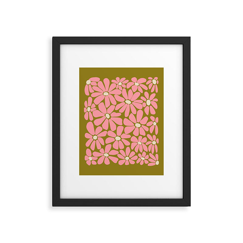 Pink Retro Floral Art Print Framed Art Print Gallery Image 5