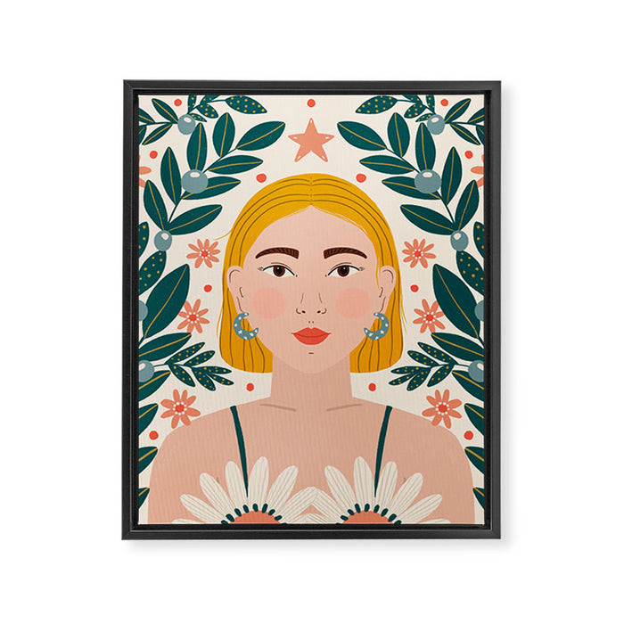 Pretty Woman Portrait Framed Canvas Print Gallery Image 1