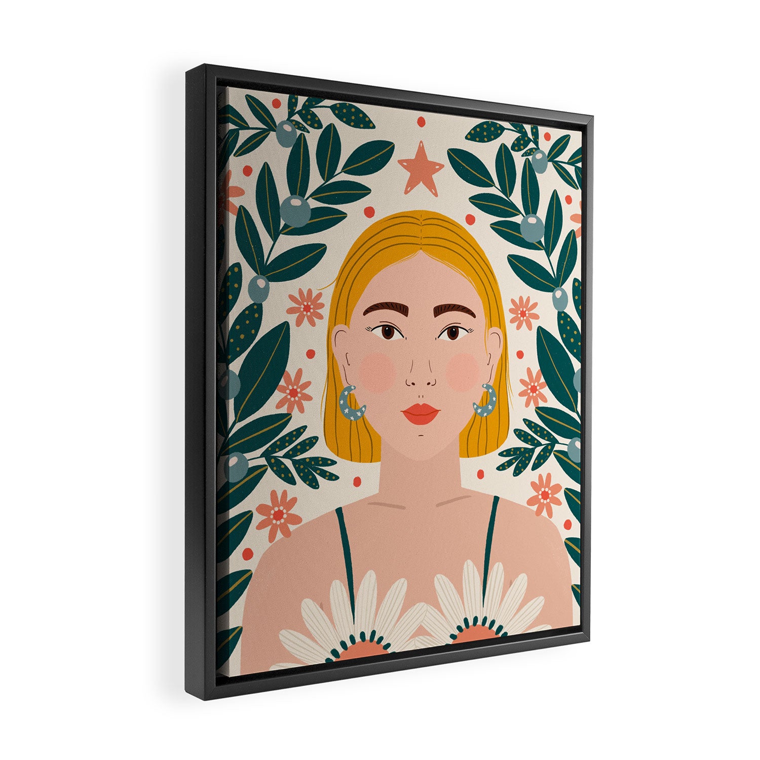 Pretty Woman Portrait Framed Canvas Print Gallery Image 2