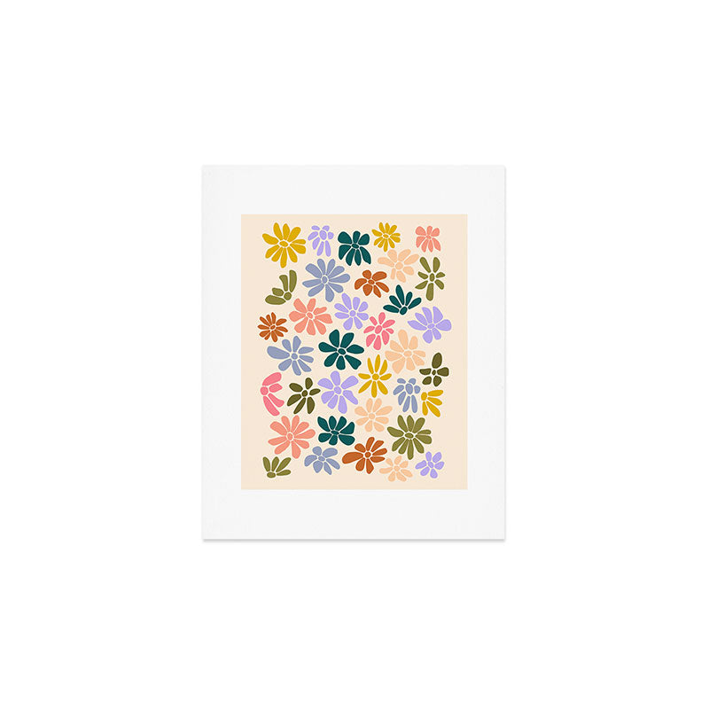 Rainbow Color Retro Floral  Art Print Gallery Image 1