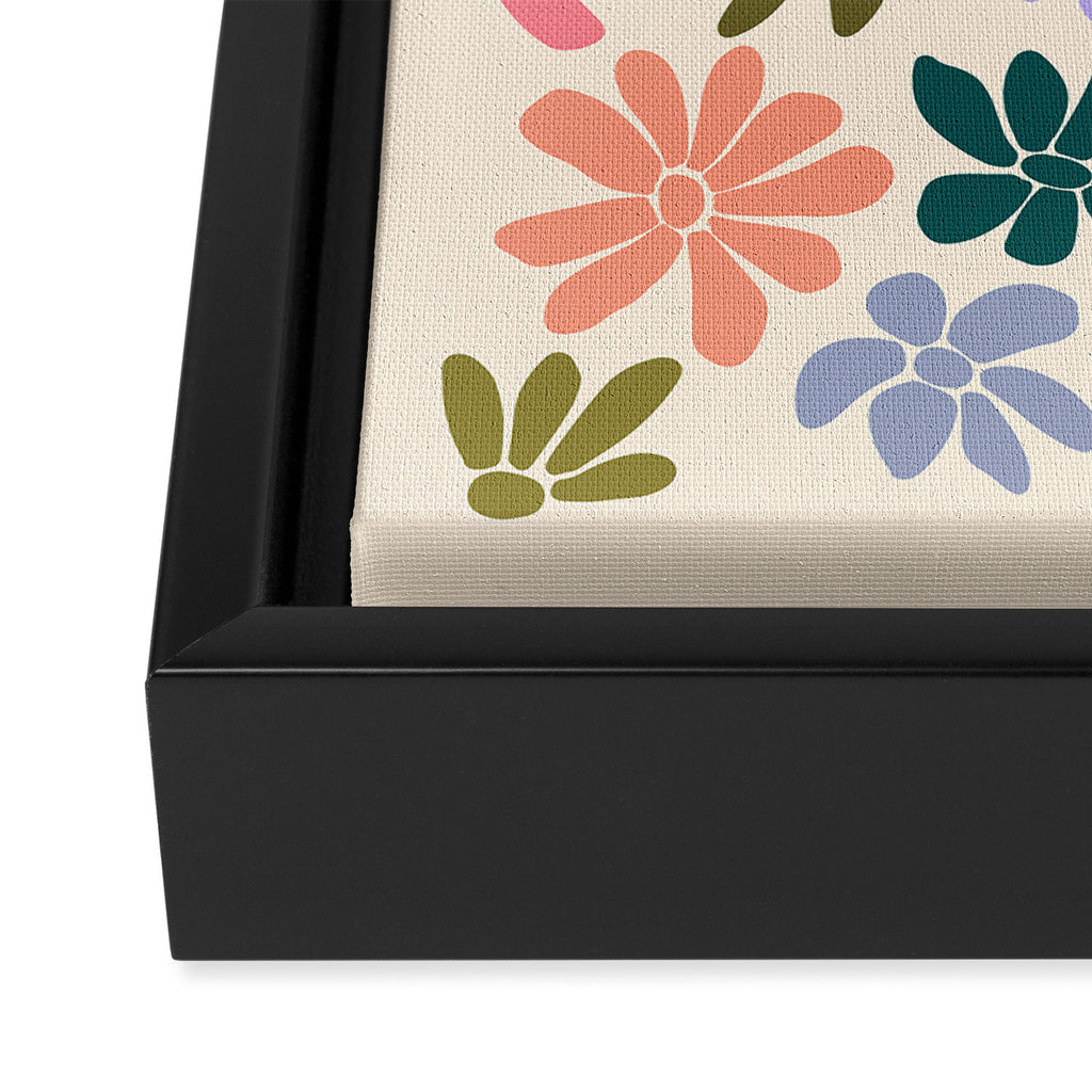 Rainbow Color Retro Floral  Framed Canvas Print Gallery Image 3