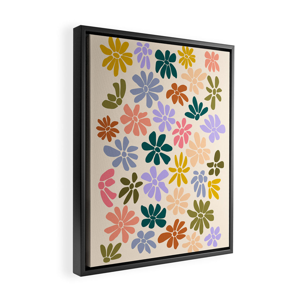 Rainbow Color Retro Floral  Framed Canvas Print Gallery Image 2