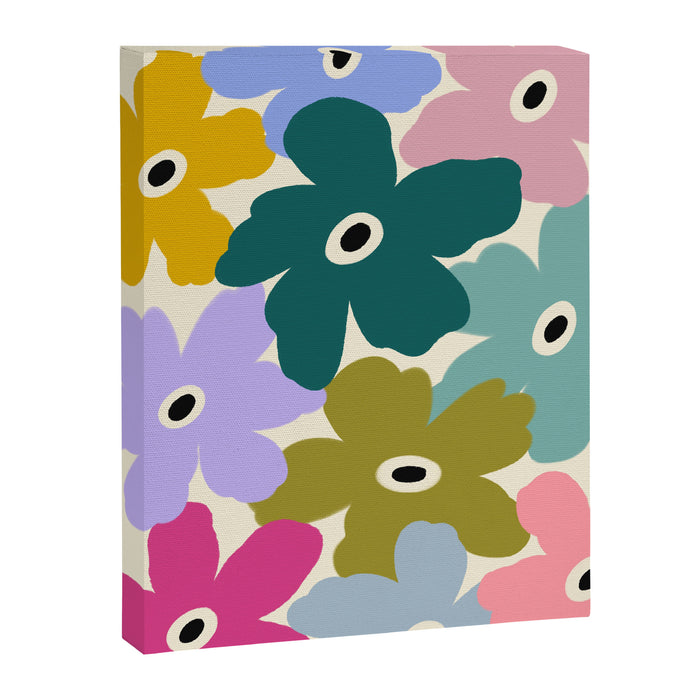 Retro, Bold and Colorful Flowers Canvas Print Gallery Image 1