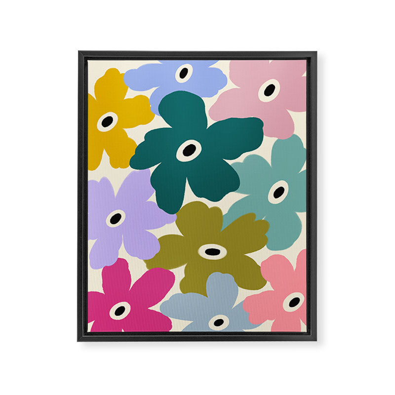 Retro, Bold and Colorful Flowers Framed Canvas Print Gallery Image 6
