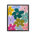 Retro, Bold and Colorful Flowers Framed Canvas Print Gallery Image 6