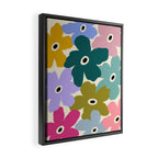 Retro, Bold and Colorful Flowers Framed Canvas Print Gallery Image 2