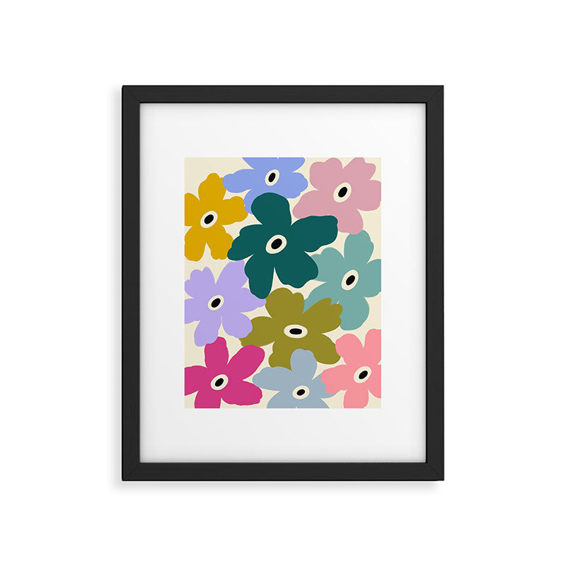 Retro, Bold and Colorful Flowers Framed Art Print Gallery Image 5