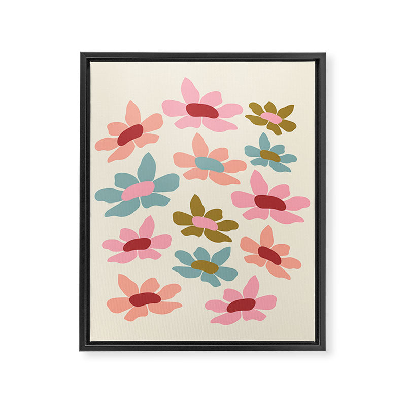 Retro Colorful Daisies  Framed Canvas Print Gallery Image 6