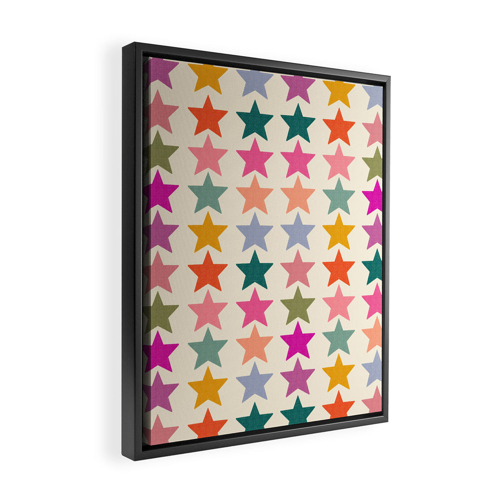 Retro Colorful Stars Framed Canvas Print Gallery Image 2