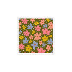 Retro Daisies - dark background  Art Print Gallery Image 1