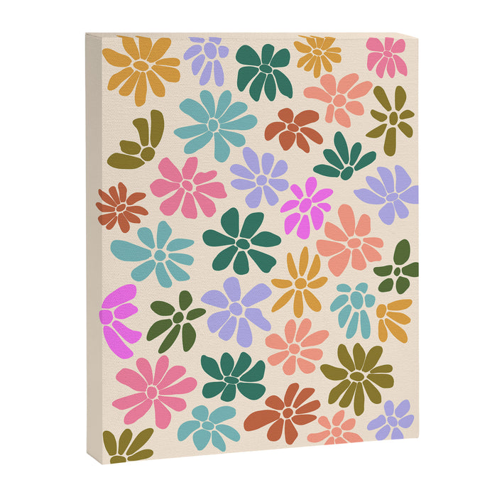 Retro Daisies - Rainbow Fun Canvas Print Gallery Image 1