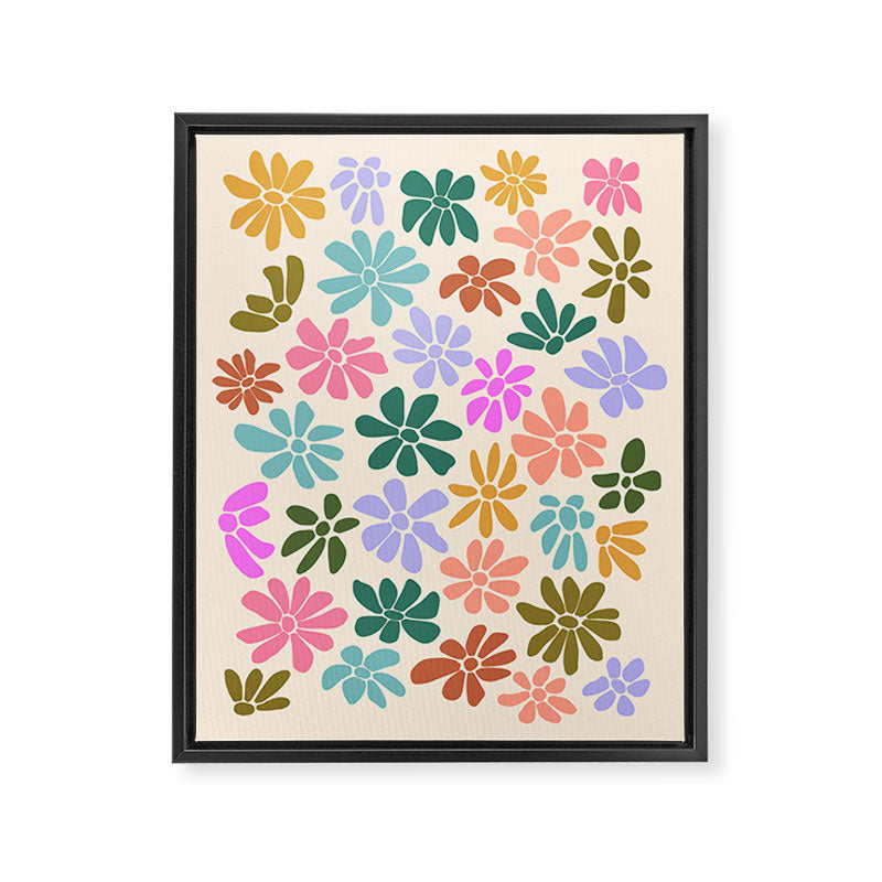 Retro Daisies - Rainbow Fun Framed Canvas Print Gallery Image 8