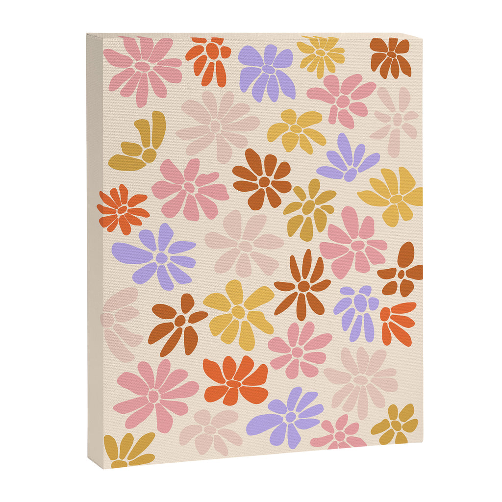 Retro Daisies - Rainbow Pastel Colors Canvas Print Gallery Image 6