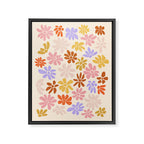 Retro Daisies - Rainbow Pastel Colors Framed Canvas Print Gallery Image 6
