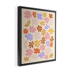 Retro Daisies - Rainbow Pastel Colors Framed Canvas Print Gallery Image 2