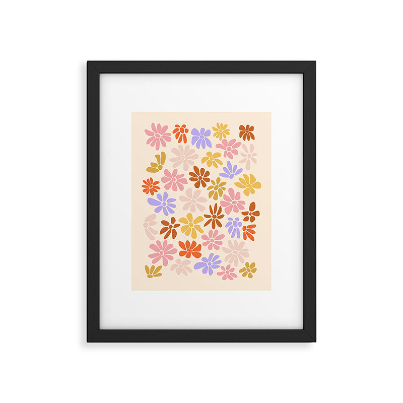 Retro Daisies - Rainbow Pastel Colors Framed Art Print Gallery Image 5