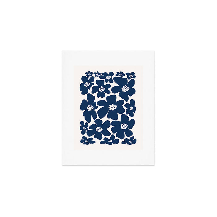 Retro Daisy - Blue Navy and white Art Print Gallery Image 1
