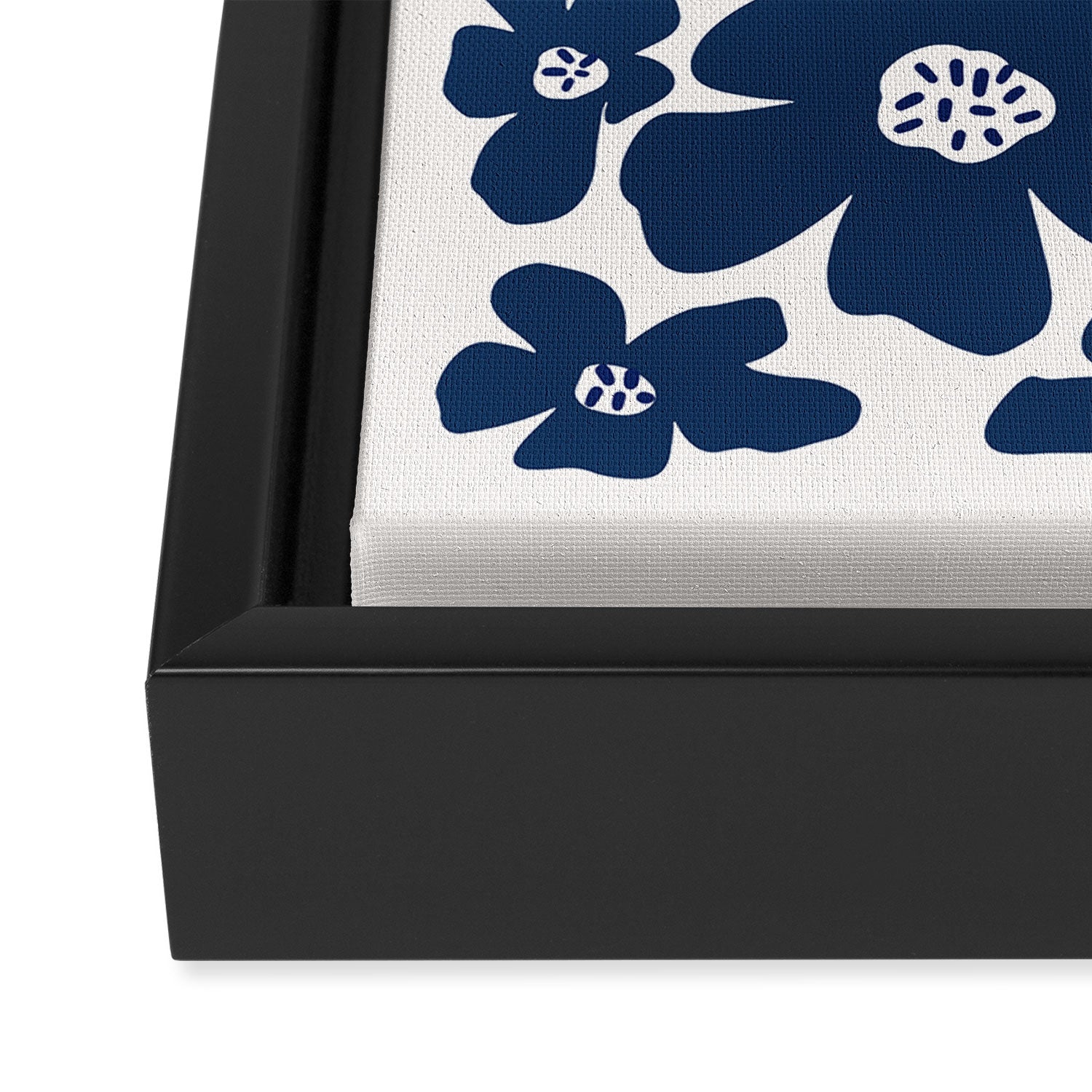Retro Daisy - Blue Navy and white Framed Canvas Print Gallery Image 3
