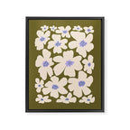 Retro Daisy - cream, purple and dark olive  Framed Canvas Print Gallery Image 6