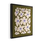 Retro Daisy - cream, purple and dark olive  Framed Canvas Print Gallery Image 2