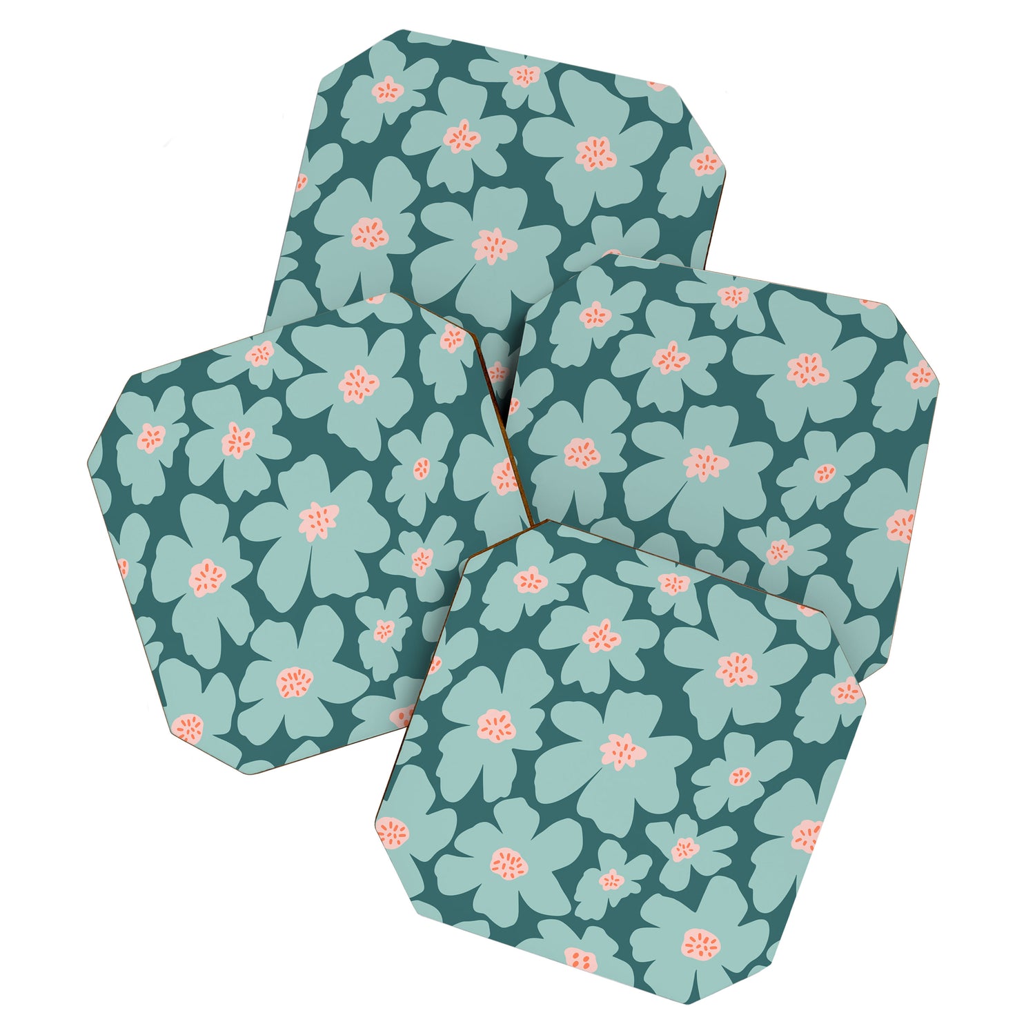 Retro Daisy - Green mood Coaster Gallery Image 1