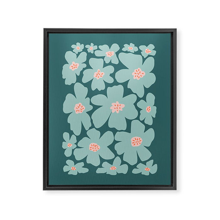 Retro Daisy - Green mood Framed Canvas Print Gallery Image 1