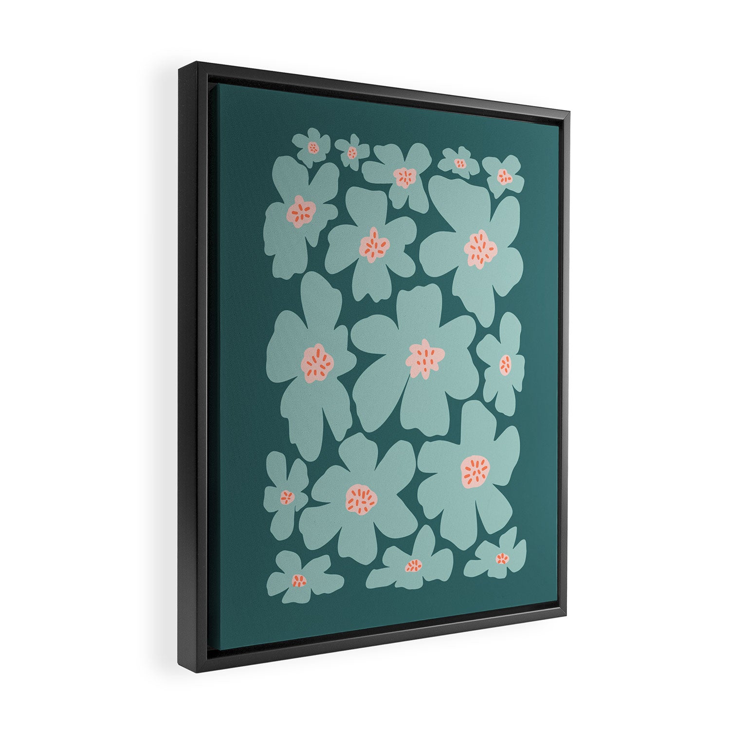Retro Daisy - Green mood Framed Canvas Print Gallery Image 2