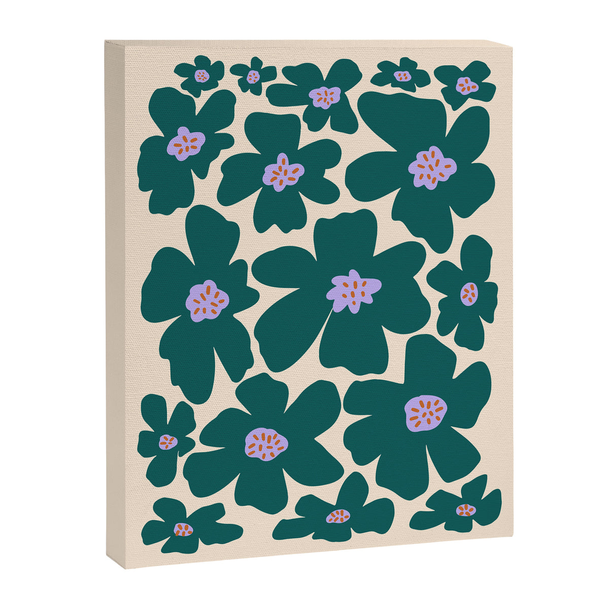 Retro Daisy - Green, purple and pink  Canvas Print Gallery Image 6